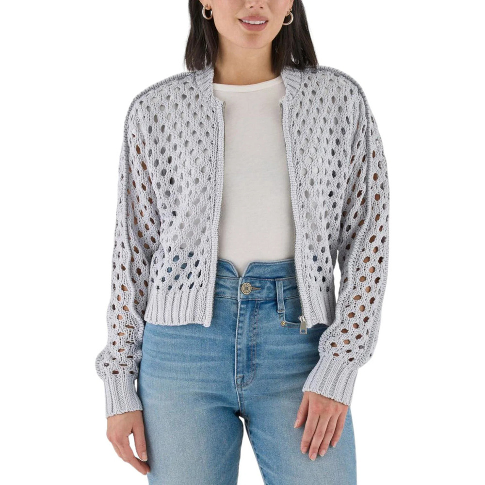 La Joie Crochet Stitch Bomber Jacket Gray Dawn - Regular
